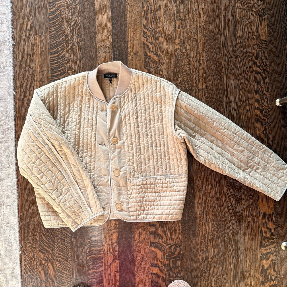 rag & bone Quilted Cream Bomber Jacket